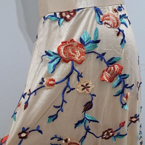 All Over Floral Embroidered Overlay Mesh Boho Maxi Dress Multi-Color Medium - Picture 11 of 15